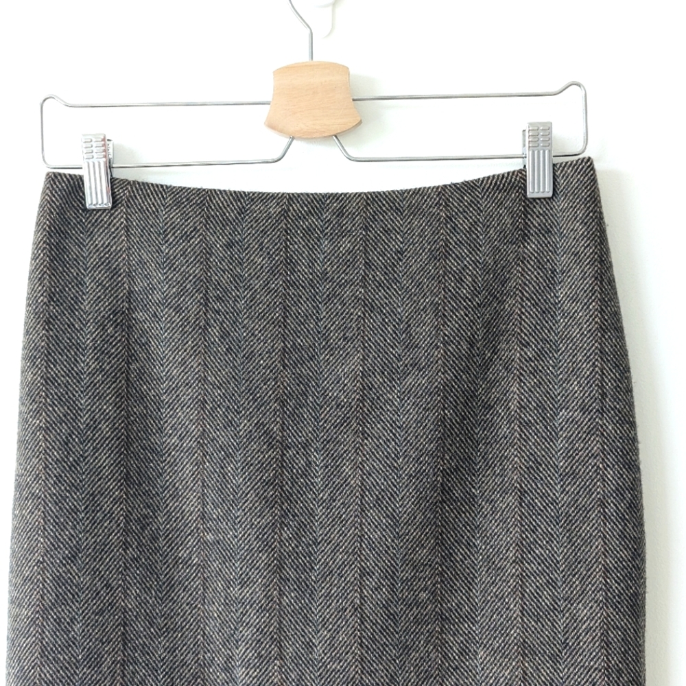 Ralph Lauren PURPLE Label 100% Cashmere Pencil Skirt Brown Herringbone Size 8 - Picture 4 of 16